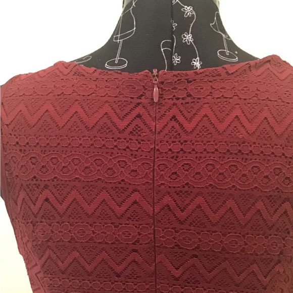 Burgundy Red Lace Fit and Flare dress - Picture 4 of 9